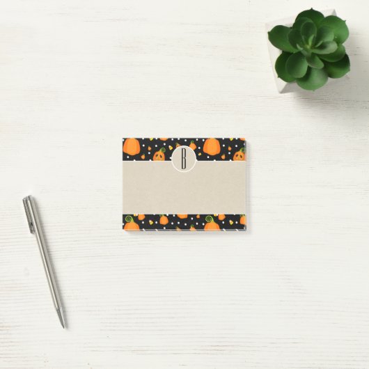 Post-it® Monogramme rustique Citrouille Kraft Halloween (Bureau)
