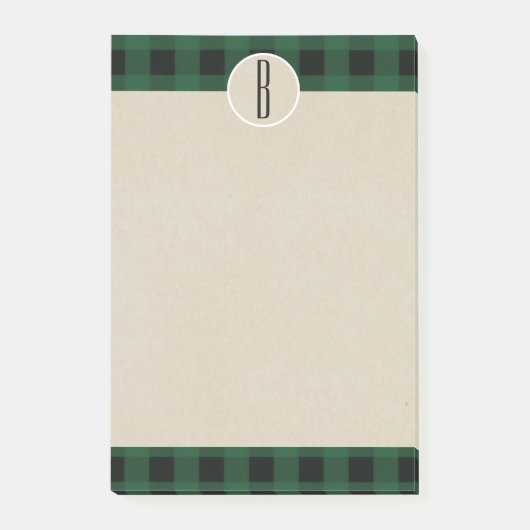 Post-it® Monogramme rustique Kraft noir vert initial (Devant)