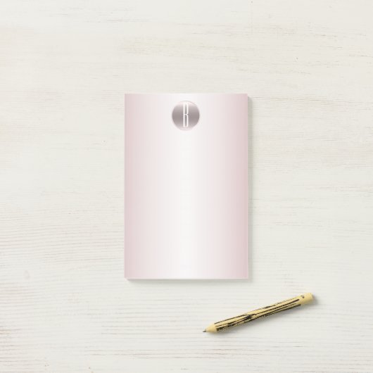 Post-it® Monogramme rustique rose pâle et brillant (Sur un bureau)