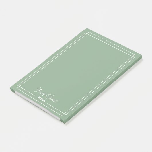 Post-it® Monogramme sauge vert avec bordures blanches (Incliné)