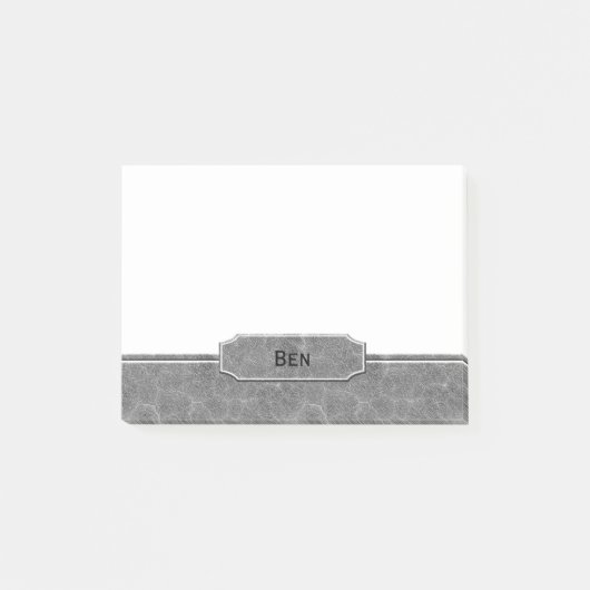 Post-it® Monogramme simili cuir gris (Devant)