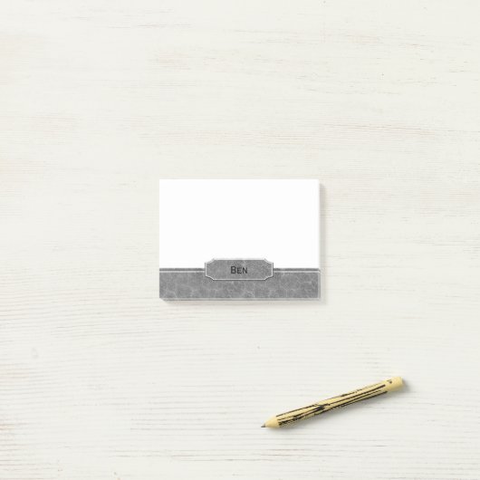 Post-it® Monogramme simili cuir gris (Sur un bureau)