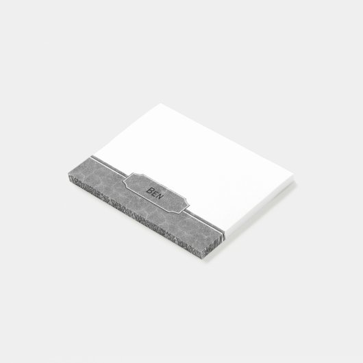 Post-it® Monogramme simili cuir gris (Incliné)