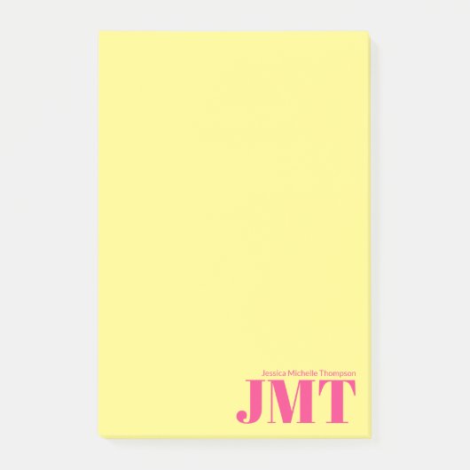 Post-it® Monogramme simple jaune clair et rose clair (Devant)