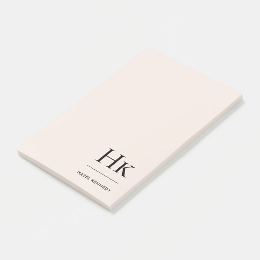 Post-it® Monogramme Simple Moderne Chic Blush Pink Monogram (Incliné)
