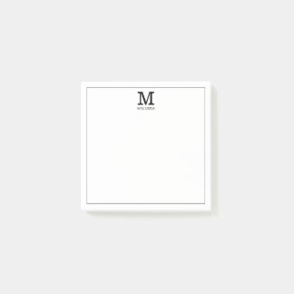 Post-it® Monogramme Simple Nom De Famille Noir Et Blanc
