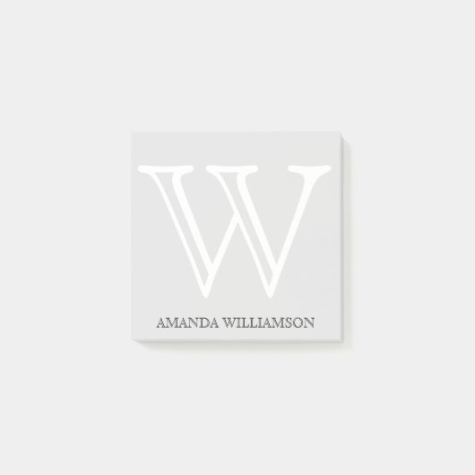 Post-it® Monogramme simple Nom initial White Grey 3x3 (Devant)