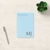 Post-it® Monogramme simple tendance affaires bleu (Bureau)