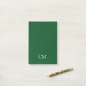 Post-it® monogramme simple vert foncé (Sur un bureau)