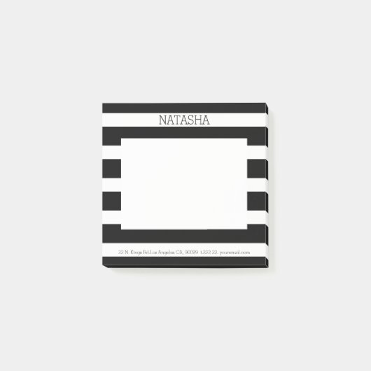 Post-it® Monogramme Simples Bandes Noires (Devant)