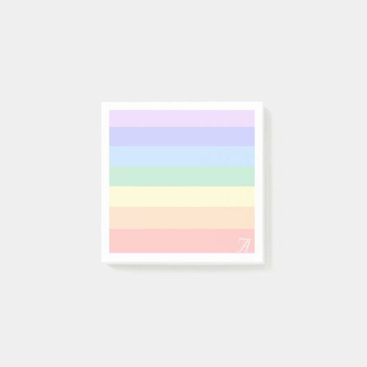 Post-it® Monogramme sur Pastel Arc-en-ciel et cadre blanc (Devant)