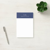 Post-it® Monogramme Sylish Marine Bleu Script tendance à fa (Bureau)