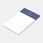 Post-it® Monogramme Sylish Marine Bleu Script tendance à fa (Incliné)