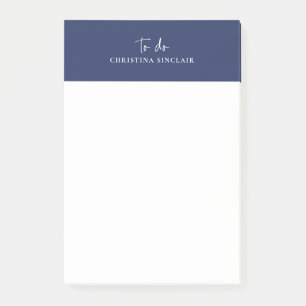 Post-it® Monogramme Sylish Marine Bleu Script tendance à fa