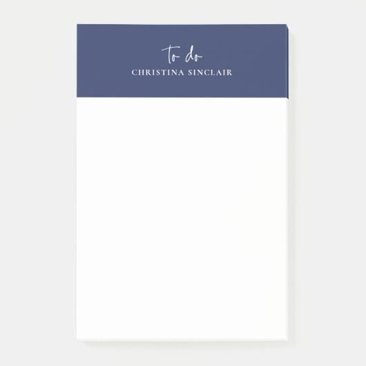 Post-it® Monogramme Sylish Marine Bleu Script tendance à fa (Devant)