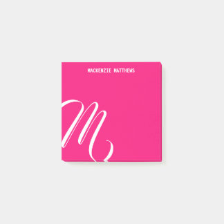 Post-it® Monogramme tourbillonnant Coloré rose Nom personna