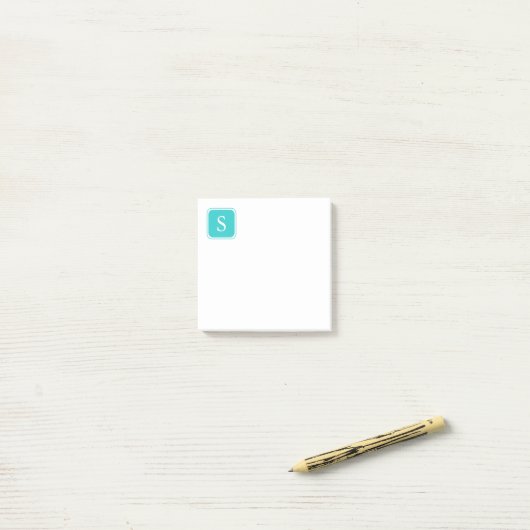 Post-it® Monogramme turquoise (Sur un bureau)