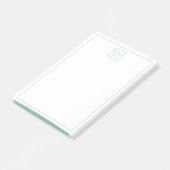 Post-it® Monogramme Turquoise clair simple et blanc (Incliné)