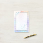 Post-it® Monogramme turquoise de melon de jaune de lavande (Sur un bureau)