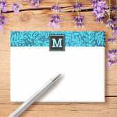 Post-it® Monogramme turquoise feuille botanique motif moder
