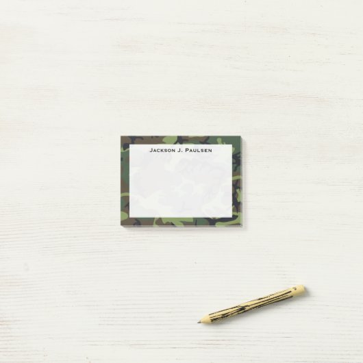Post-it® Monogramme Vert, Brown, Camouflage noir (Sur un bureau)