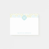 Post-it® Monogramme Vert et Aqua Floral Damask (Devant)