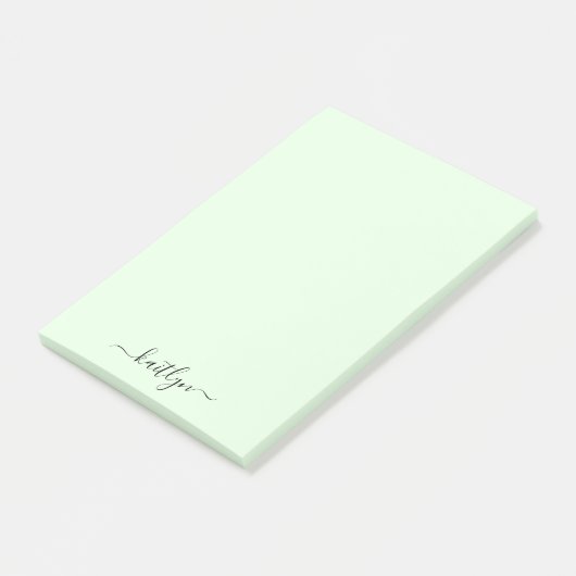 Post-it® Monogramme vert fille Script moderne personnalisé (Incliné)