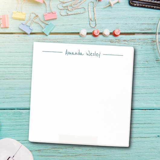 Post-it® Monogramme vert foncé minimal Nom complet