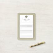Post-it® Monogramme vert moderne et tendance (Sur un bureau)