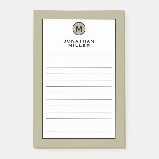 Post-it® Monogramme vert moderne et tendance (Devant)