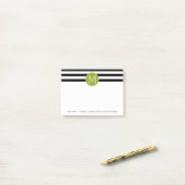 Post-it® Monogramme vert Motif rayé noir et blanc (Sur un bureau)