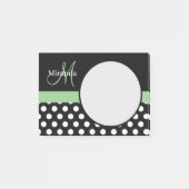 Post-it® Monogramme vert noir blanc Polka point (Devant)