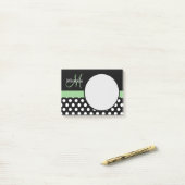 Post-it® Monogramme vert noir blanc Polka point (Sur un bureau)