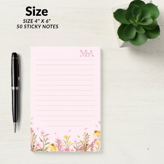 Post-it® Monogramme vert - Notes minimalistes modernes