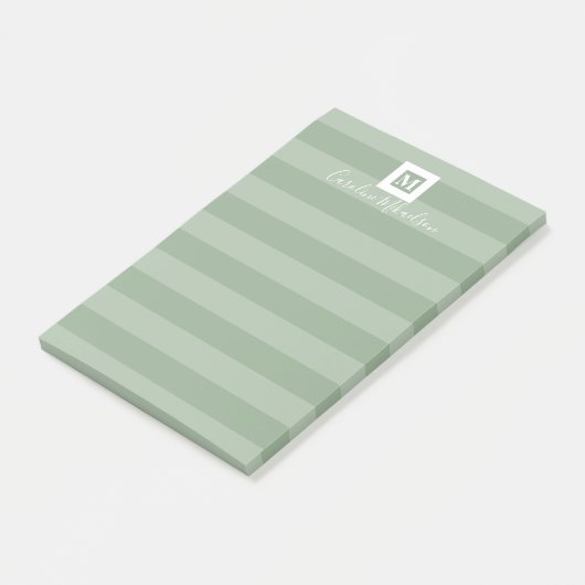 Post-it® Monogramme vert Sage moderne (Incliné)