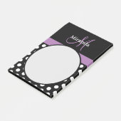 Post-it® Monogramme violet noir blanc Polka point (Incliné)