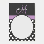 Post-it® Monogramme violet noir blanc Polka point (Devant)