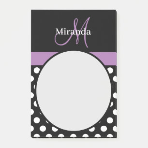 Post-it® Monogramme violet noir blanc Polka point