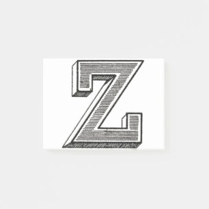 Post-it® Monogramme Z, lettre Z, alphabet z, noir et blanc