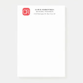 Post-it® Monogrammed Red White Professional Plain (Devant)