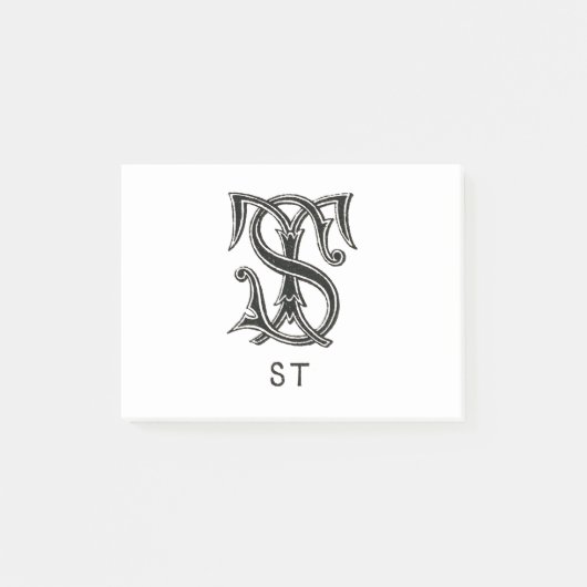 Post-it® Monogrammes S et T, initiale S et T, lettre S et T (Devant)