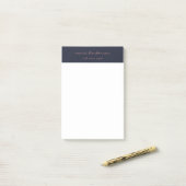 Post-it® Monographie de script bleu rose de marine moderne (Sur un bureau)