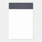 Post-it® Monographie de script bleu rose de marine moderne (Devant)