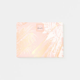 Post-it® Monographie feuille de palme d'or rose