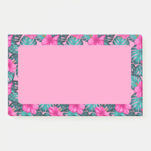 Post-it® Monstera Feuilles et Hibiscus, Turquoise et rose