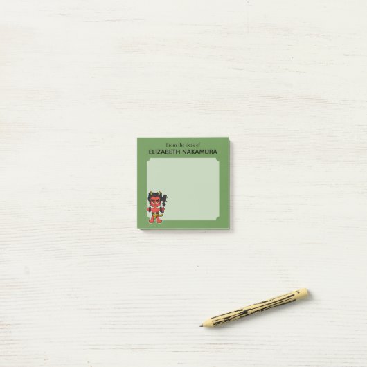 Post-it® Monstre Oni Yokai japonais - Personnalisé (Sur un bureau)