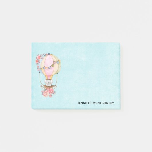Post-it® Montgolfière mignonne avec ours aquarelle (Devant)