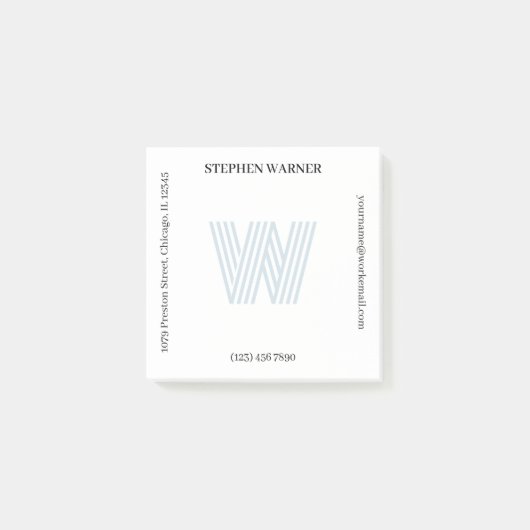 Post-it® Mosaïque bleu clair Nom Nom Adresse (Devant)