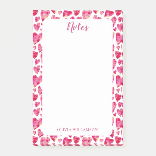 Post-it® Motif à coeur rose pour faire des notes (Devant)