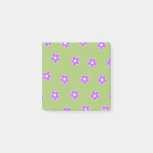 Post-it® Motif à fleurs vert violet rétro Y2K